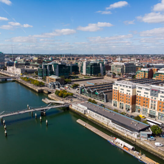 Aerial view, CHQ Building, Dublin Docklands, Dublin